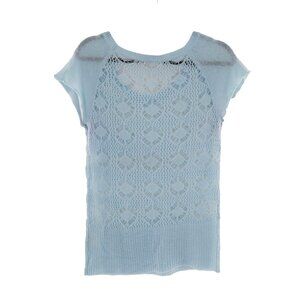 Old Navy Perfect Fit Crochet Sheer Tee Womens S Blue Sweet Coquette Pastel Twee